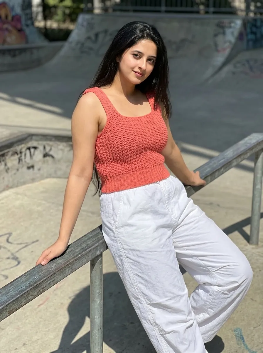 Top 10 Summer Outfits for Women (Globally Famous 2026) 33 Chunky Knit Tank Top Parachute Pants 2