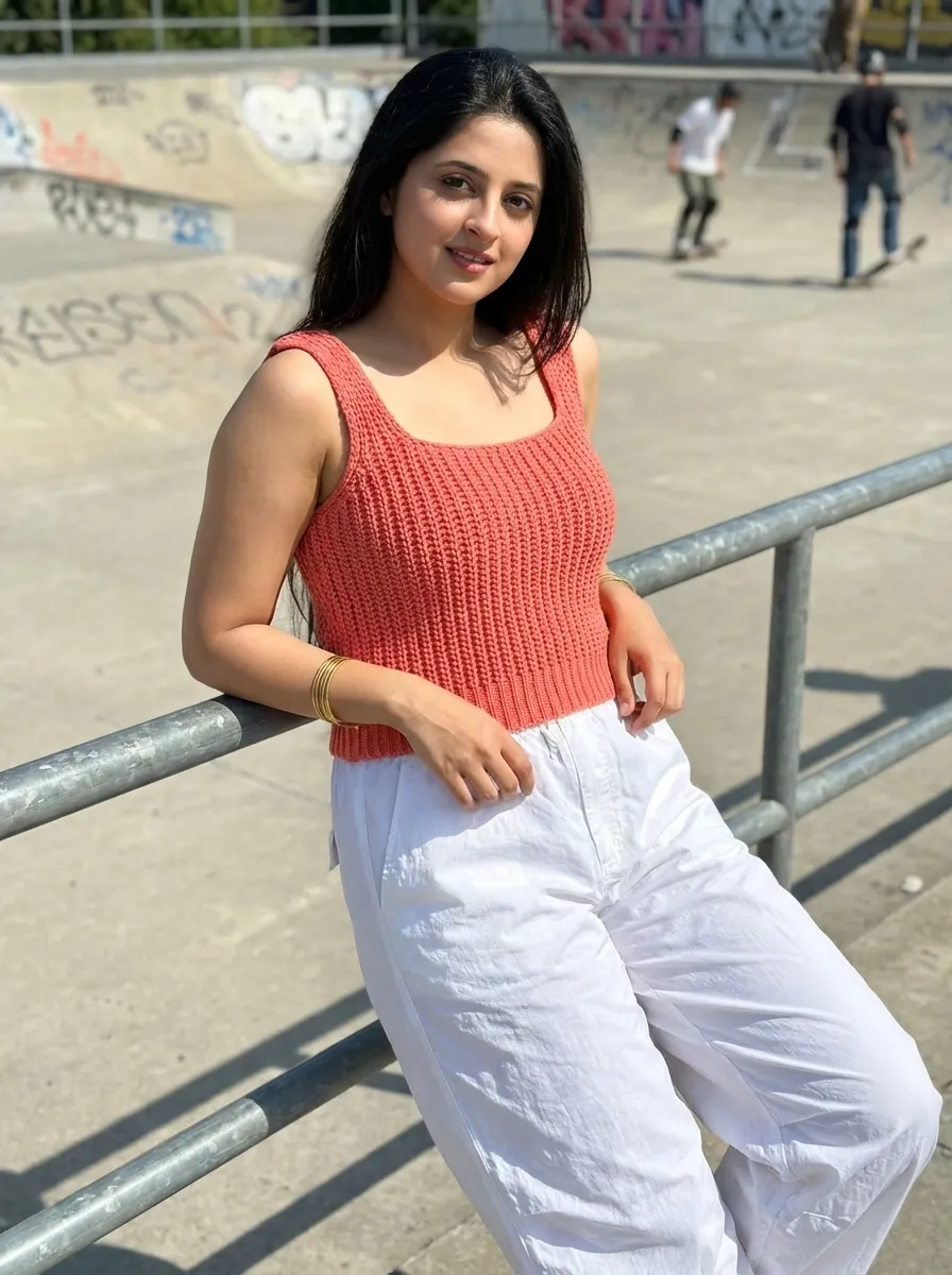 Top 10 Summer Outfits for Women (Globally Famous 2026) 35 Chunky Knit Tank Top Parachute Pants