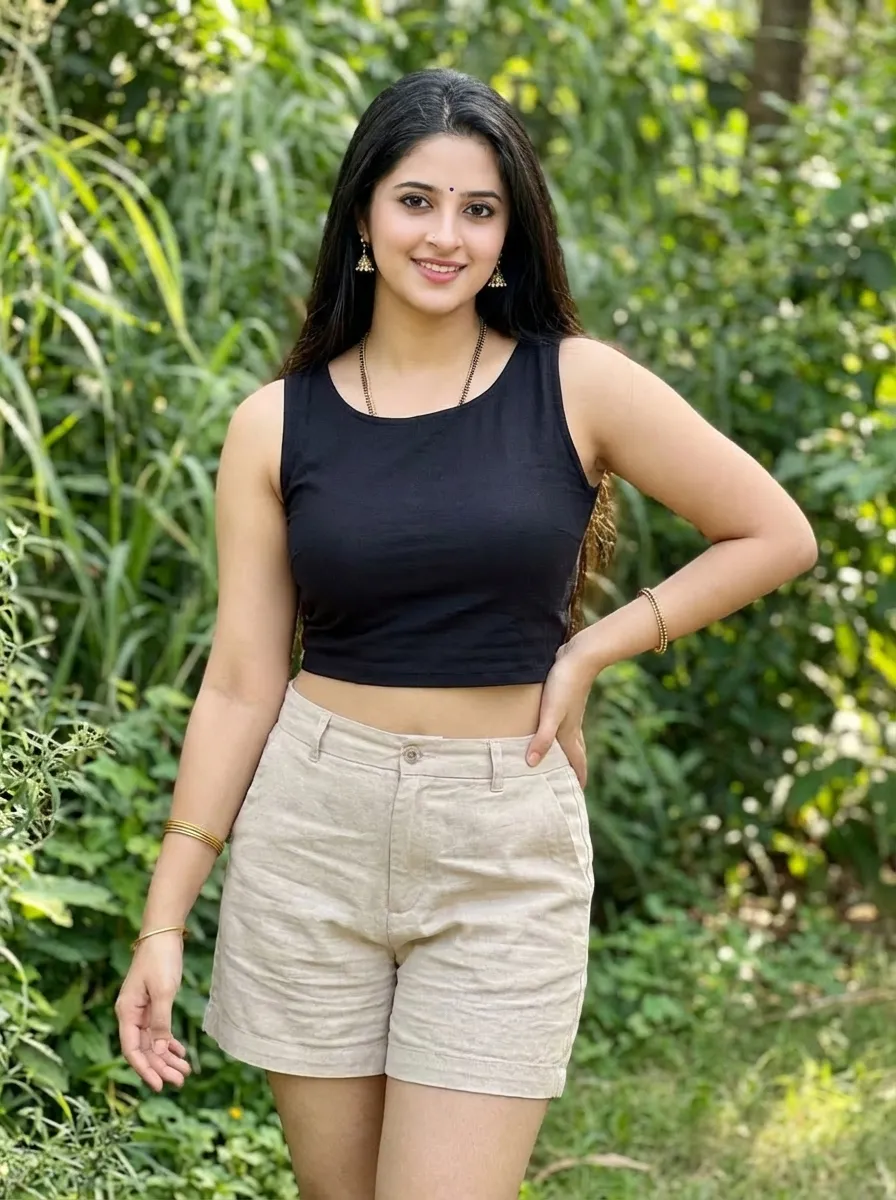 Crop Top with Linen Shorts
