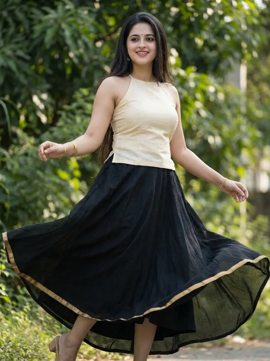 Halter Neck Top with Flowy Skirt 1