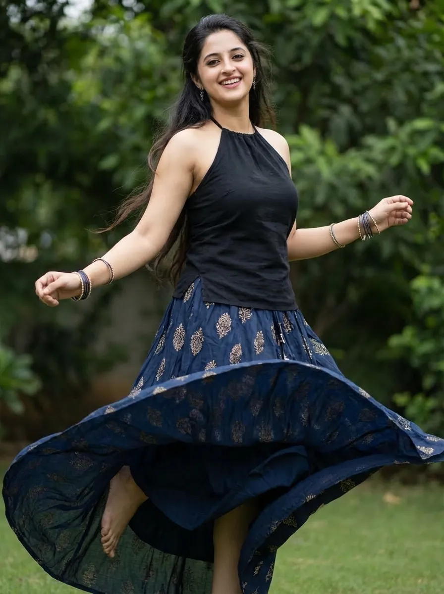 Halter Neck Top with Flowy Skirt 2