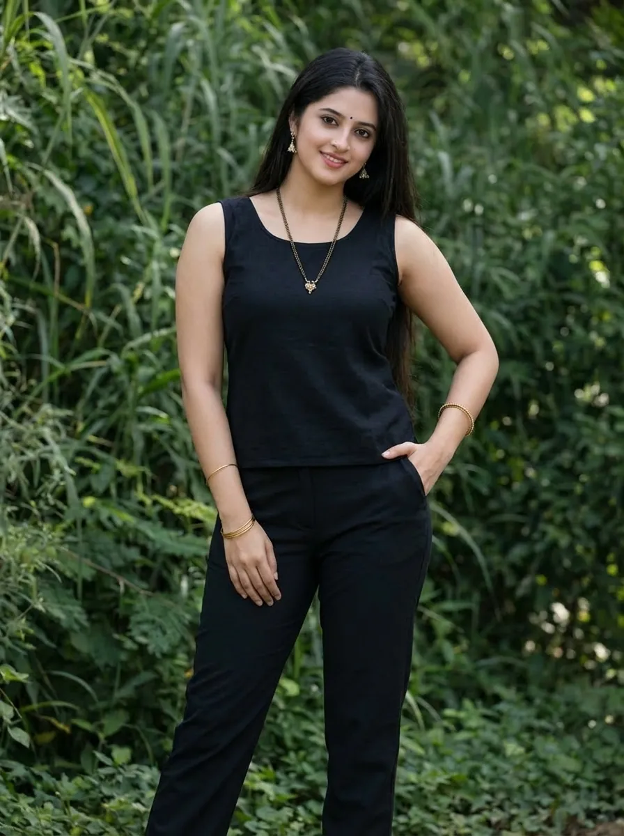 Sleeveless Top with Straight Fit Trousers 3