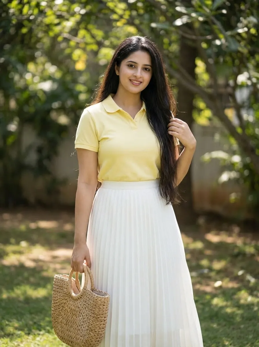 Top 10 Summer Outfits for Women (Globally Famous 2026) 17 White Midi Skirt Polo Top 1